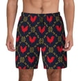 thumbnail image 1 of Kdxio Red Rooster Print Men's Swim Trunks with Compression Liner 7 Inch Inseam Quick Dry Swim Shorts, 1 of 7
