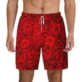 thumbnail image 1 of Kdxio Red Rose Print Men'S Swim Trunks With Compression Liner 7 Inch Inseam Quick Dry Swim Shorts, 1 of 7