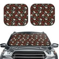 thumbnail image 1 of Kdxio Red Rose Skull Print 2-Piece Sun Shade Front Windshield - Foldable Car Front Window Sunshades for Most Sedans SUV Truck, 1 of 6