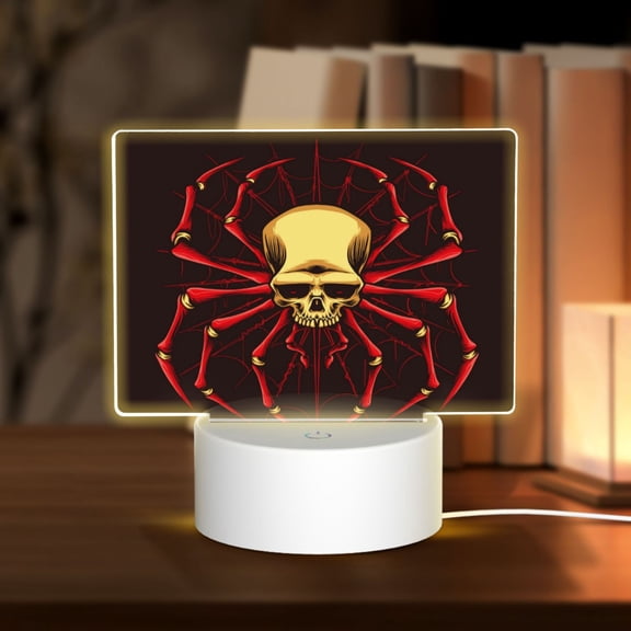 Kdxio Red Skull Spider Rectangular Acrylic Night Light Acrylic Sleep Night Light Friend Gifts for Birthday Gifts for Women Teens Boys Girls