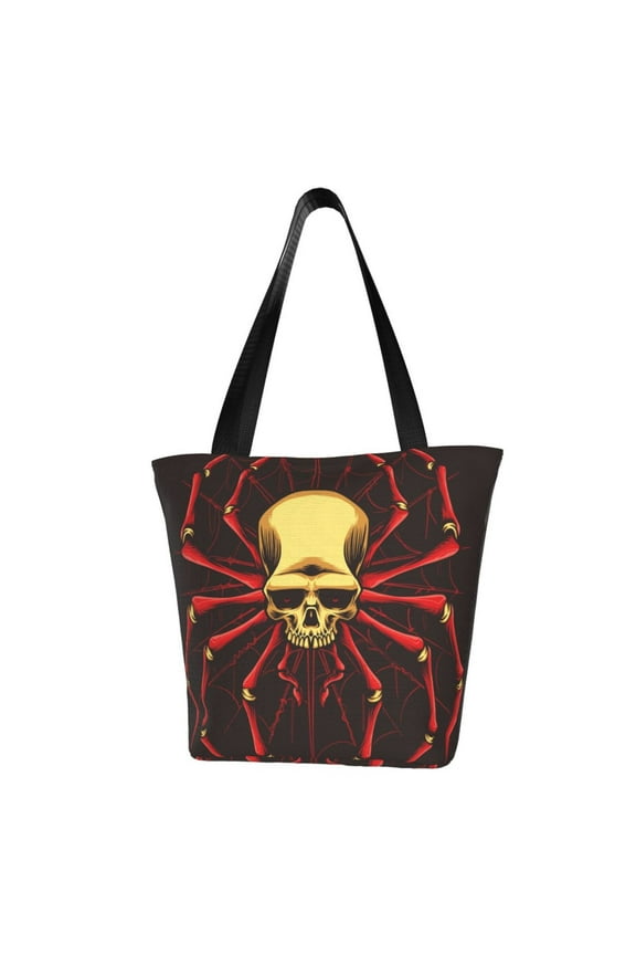 Red Skull Spider Women Reusable Grocery Bags Foldable Ripstop,Reusable Shopping Bags for Shopping,Gym,Gift