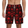thumbnail image 1 of Kdxio Red Skulls Print Men'S Swim Trunks With Compression Liner 7 Inch Inseam Quick Dry Swim Shorts, 1 of 7