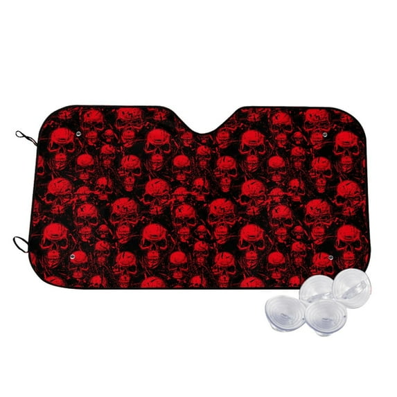 Kdxio Red Skulls Print Windshield Sun Shade,UV Rays and Sun Heat Protection,Sunshade for Car Windshield,Car Shade Front Windshield - Medium