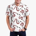 thumbnail image 1 of Kdxio Red Snake Print Men's Short Sleeve Polo Shirt,Midweight Men's Shirt, 1 of 6
