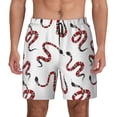 thumbnail image 1 of Kdxio Red Snake Print Men's Swim Trunks with Compression Liner 7 Inch Inseam Quick Dry Swim Shorts, 1 of 7
