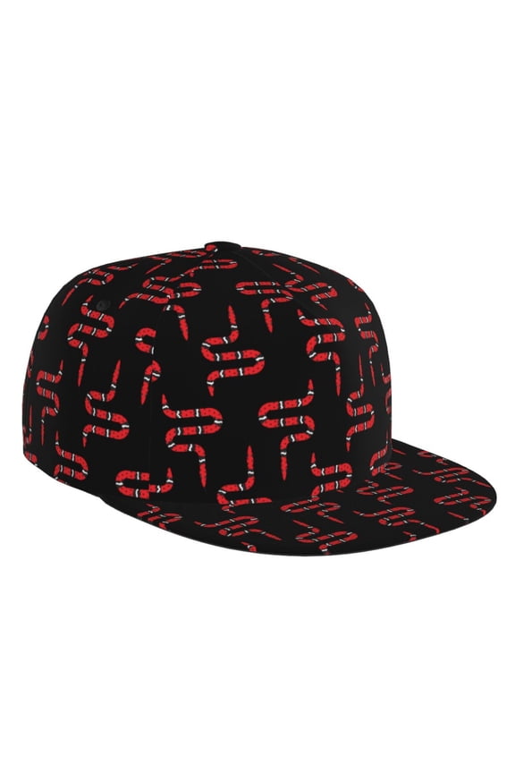 Red Snake Print Snapback Hat for Men Women,Adjustable Baseball Cap
