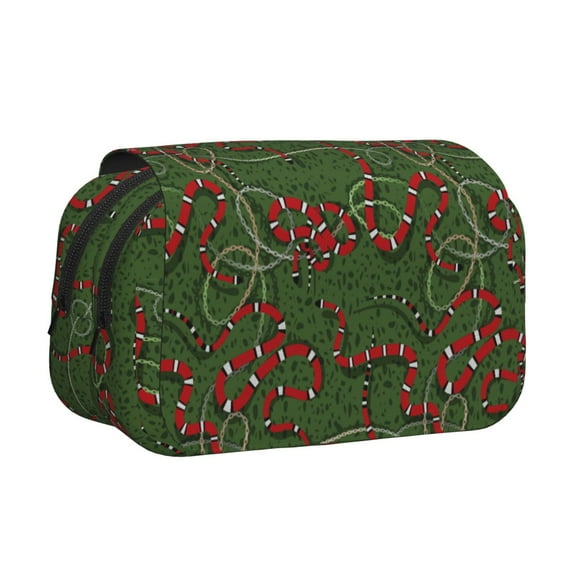 Kdxio Red Snake for Double Compartment Pen Case Oxford Organizer with Zipper Pockets for Students Artists