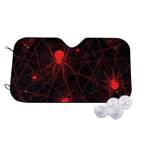 Kdxio Red Spider On The Web Print Windshield Sun Shade,UV Rays and Sun Heat Protection,Sunshade for Car Windshield,Car Shade Front Windshield - Medium