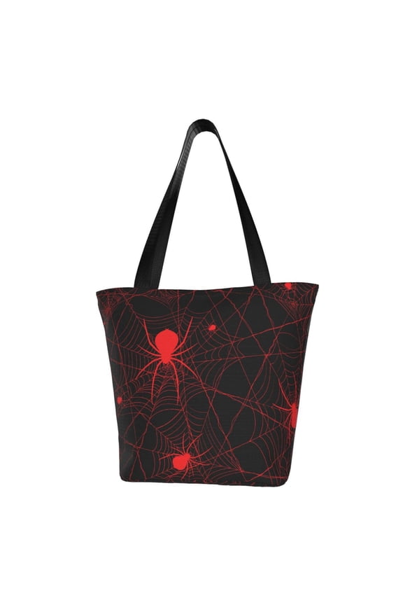Red Spider On The Web Women Reusable Grocery Bags Foldable Ripstop,Reusable Shopping Bags for Shopping,Gym,Gift