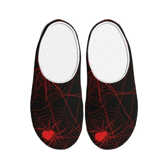 Kdxio Red Spider On The Web Women's Men's Slippers Plush Slip-On House Slipper for Winter Indoor Soft Cushion Non-slip Fluffy Slides Slippers-8