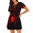 thumbnail image 1 of Kdxio Red Spider Pattern Womens Short Sleeve Sleepshirt Scoopneck Cute Nightdress Ruffle Comfy Nightgown, 1 of 6