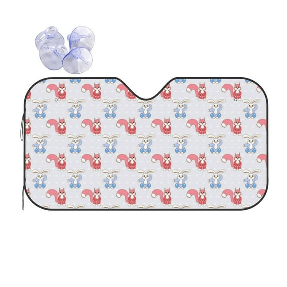 Kdxio Red Squirrel And Blue Rabbit Print Front Windshield Sun Shade,Folding Auto Sunshade for Car Truck SUV-Medium
