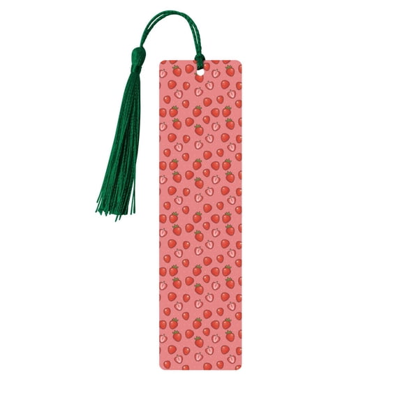 Kdxio Red Strawberry Print Metal Tassel Bookmarks,Perfect Gift for Art Lovers and Bookworms Metal Bookmarks for Women
