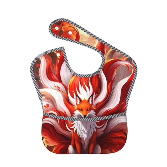 Kdxio Red Sun Flame Fox Bibs For Babies, Baby Bibs for Eating, Toddler Bibs, Waterproof Bibs, Feeding Bibs, for Toddlers, Boys, Girls
