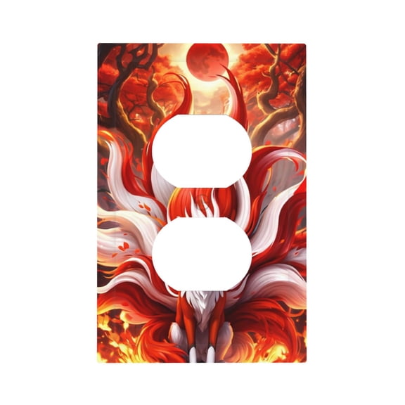 Kdxio Red Sun Flame Fox Decorator Light Switch or Receptacle Outlet Wall Plate Decorator Wall Plate Child Safe Outlet Cover-Style S
