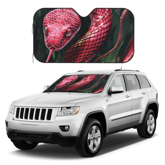 Kdxio Red Viper Jungle Intensity Print Windshield Sun Shade, Foldable Sun Blocker for Car,Truck,SUV Automotive Interior Sun Protection,Reflective Shade for Front Windshield(Small)