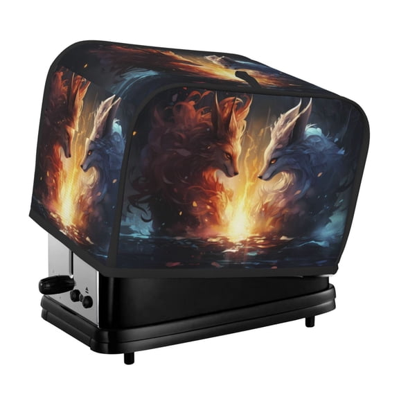 Kdxio Red And White Flame Fox Print Toaster Cover Bread Machine Cover Fits for Most Standard 2 Slice Toasters,Keep Toaster Free From Dust And Fingerprint Oven Dustproof Cover