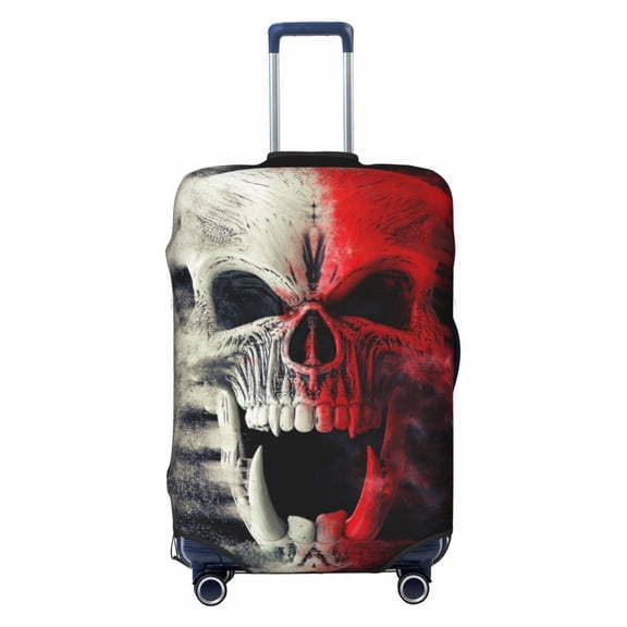 Kdxio Red And White Screaming Demon Skull Pattern Luggage Cover for Travel,Elastic and Durable,Fits 18-32 Inch,Anti-Scratch Suitcase Protector-No luggage included