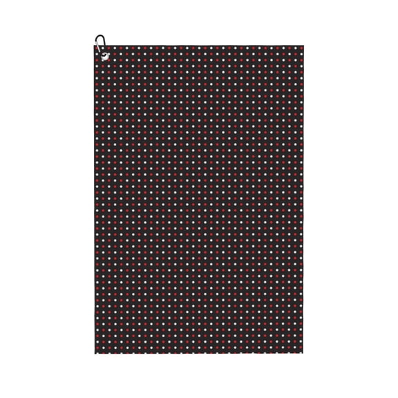 Kdxio Red and white polka dots Pattern Golf Towel (24" X 16") with Carabiner Clip - The Convenient Golf Cleaning Towel