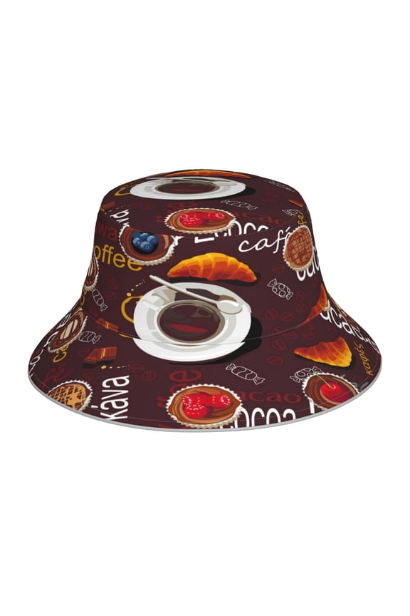 Reflective Bucket Hat - A Cup Of Black Coffee On A Saucer Print Bucket Hat for Men,Women