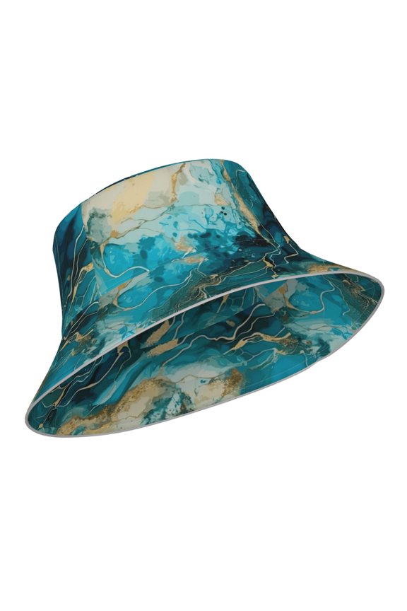 Reflective Bucket Hat - Abstract Ocean Currents Print Bucket Hat for Men,Women