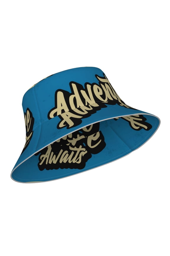Reflective Bucket Hat - Adventure Awaits Print Bucket Hat for Men,Women