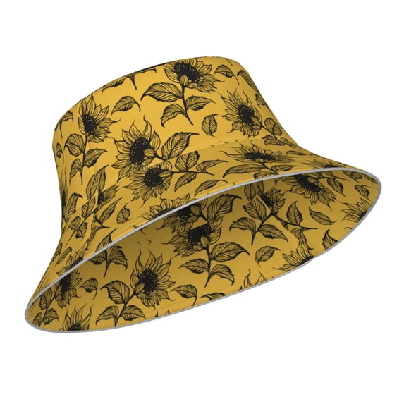Kdxio Reflective Bucket Hat - Autumn Sunflower Print Bucket Hat for Men,Women
