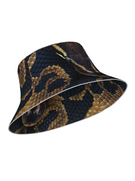Reflective Bucket Hat - Ball Phyton Snake Print Bucket Hat for Men,Women
