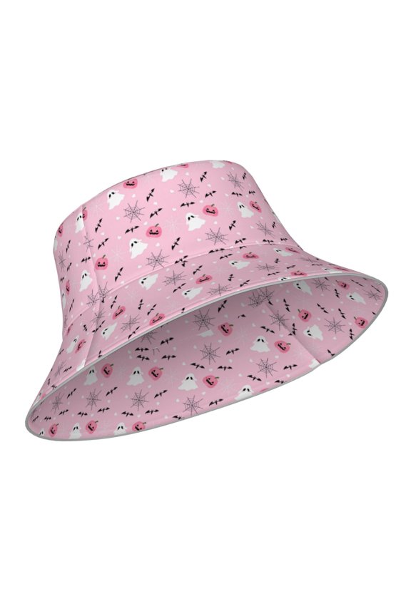 Reflective Bucket Hat - Bat And Pumpkin Print Bucket Hat for Men,Women