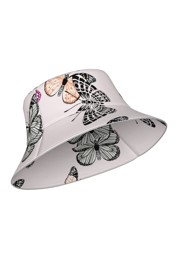 Reflective Bucket Hat - Beautiful Butterfly Print Bucket Hat for Men,Women