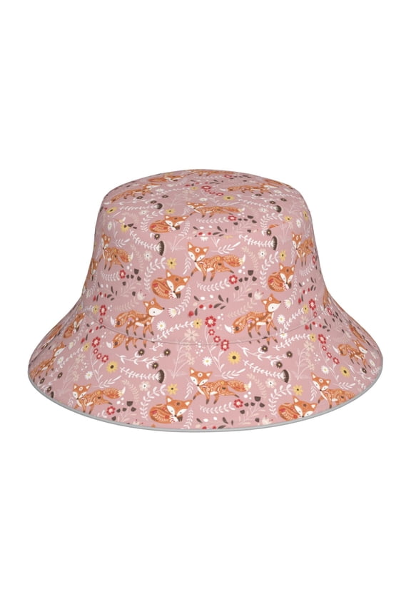 Reflective Bucket Hat - Beautiful Fox Print Bucket Hat for Men,Women