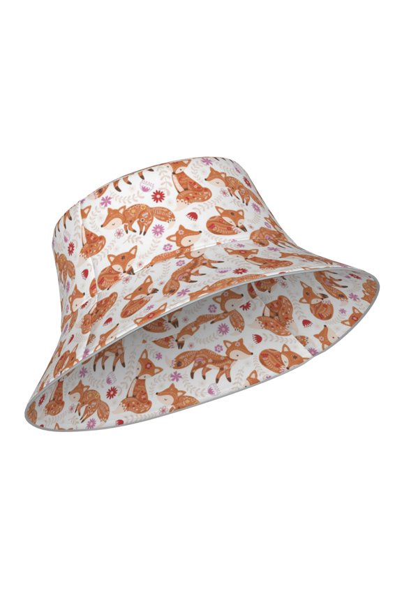 Reflective Bucket Hat - Beautiful Fox1 Print Bucket Hat for Men,Women