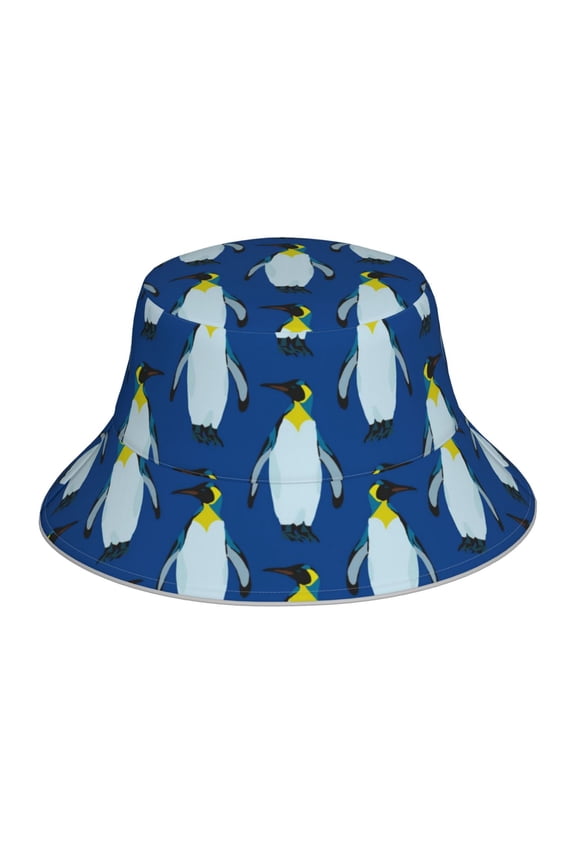 Reflective Bucket Hat - Beautiful King Penguin Pattern Print Bucket Hat for Men,Women