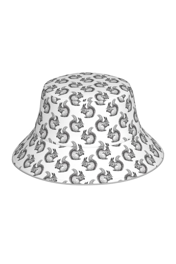 Reflective Bucket Hat - Black Squirrel Print Bucket Hat for Men,Women