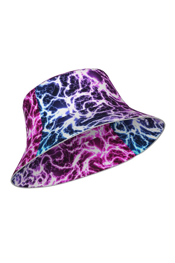 Reflective Bucket Hat - Blue Lightning Print Bucket Hat for Men,Women