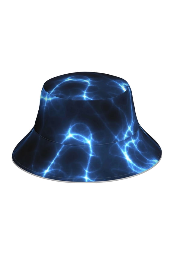 Reflective Bucket Hat - Blue Lightning Print Bucket Hat for Men,Women