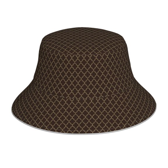 Kdxio Reflective Bucket Hat - Brown Moroccan Trellis Print Bucket Hat for Men,Women