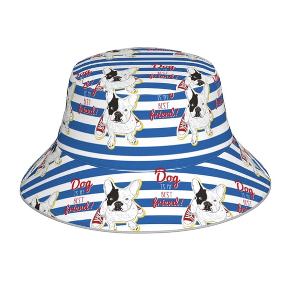 Kdxio Reflective Bucket Hat - Bulldog Friend Print Bucket Hat for Men,Women