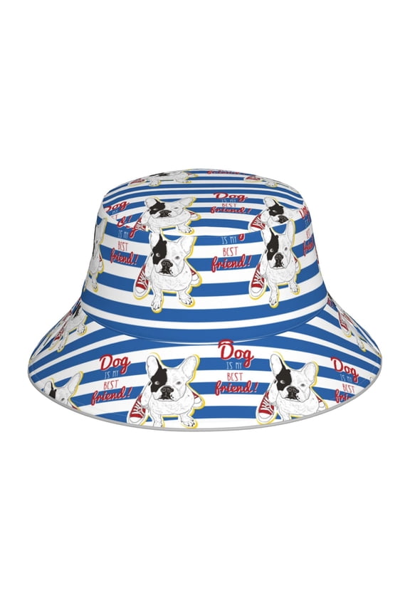 Reflective Bucket Hat - Bulldog Friend Print Bucket Hat for Men,Women