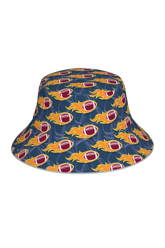 Reflective Bucket Hat - Burning Rugby Balls Print Bucket Hat for Men,Women