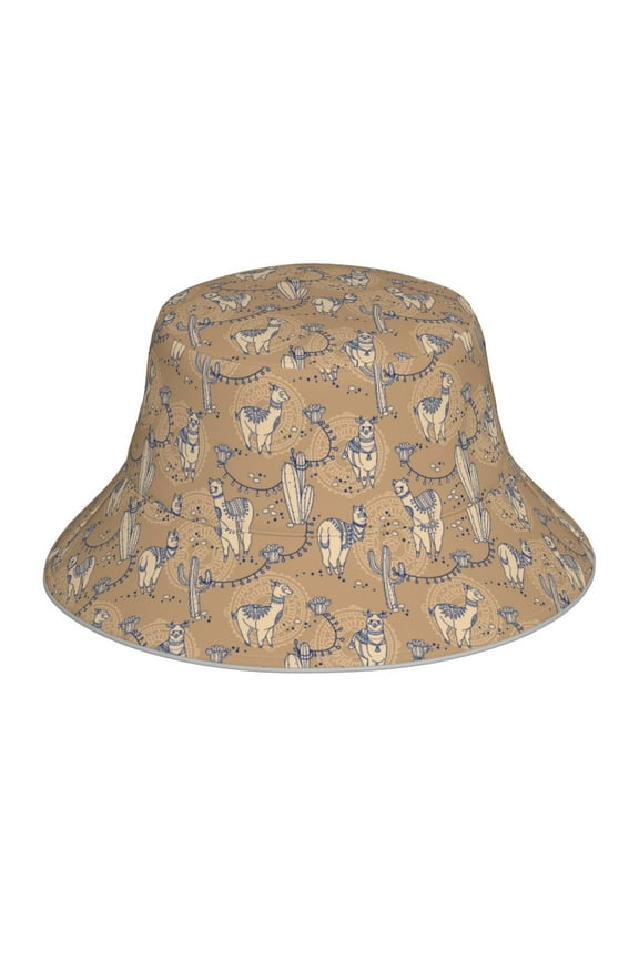 Reflective Bucket Hat - Cactus Alpaca Print Bucket Hat for Men,Women