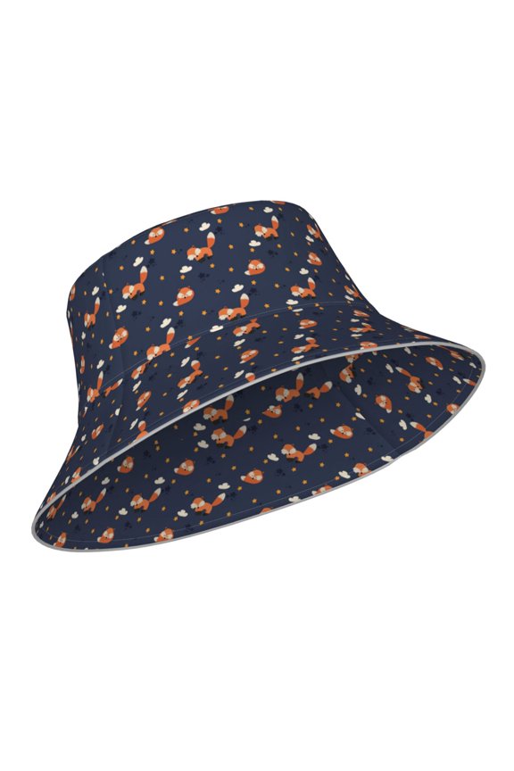Reflective Bucket Hat - Cartoon Fox Print Bucket Hat for Men,Women