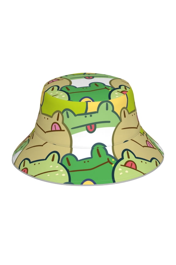 Reflective Bucket Hat - Cartoon Frog Print Bucket Hat for Men,Women