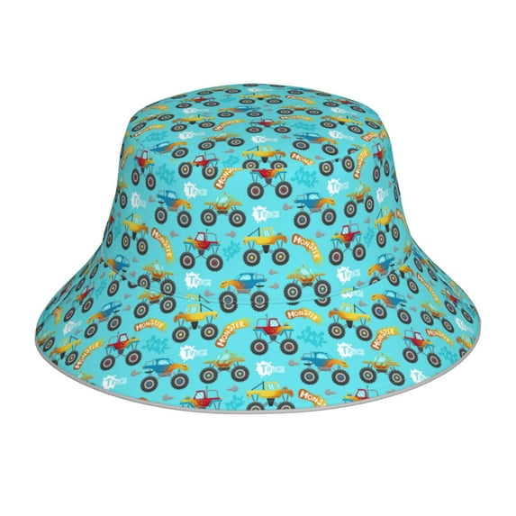 Kdxio Reflective Bucket Hat - Cartoon Monster Truck Print Bucket Hat for Men,Women