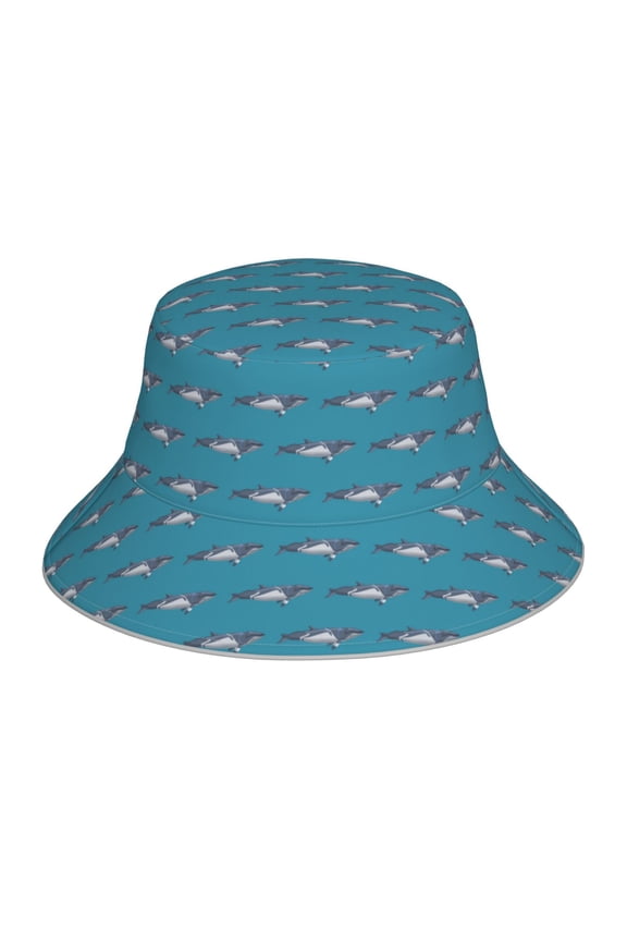 Reflective Bucket Hat - Cartoon Whale Print Bucket Hat for Men,Women