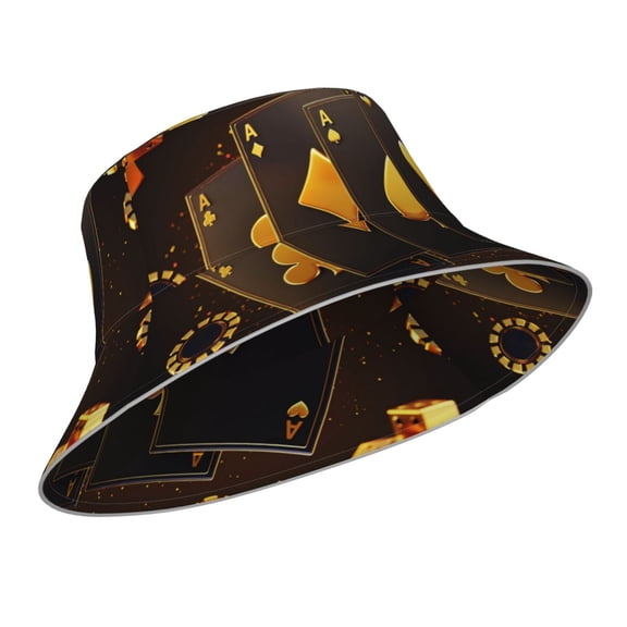 Kdxio Reflective Bucket Hat - Casino Playing Cards Print Bucket Hat for Men,Women