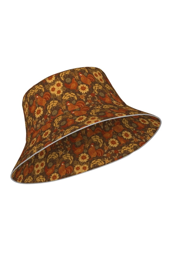 Reflective Bucket Hat - Chicken And Rooster Print Bucket Hat for Men,Women