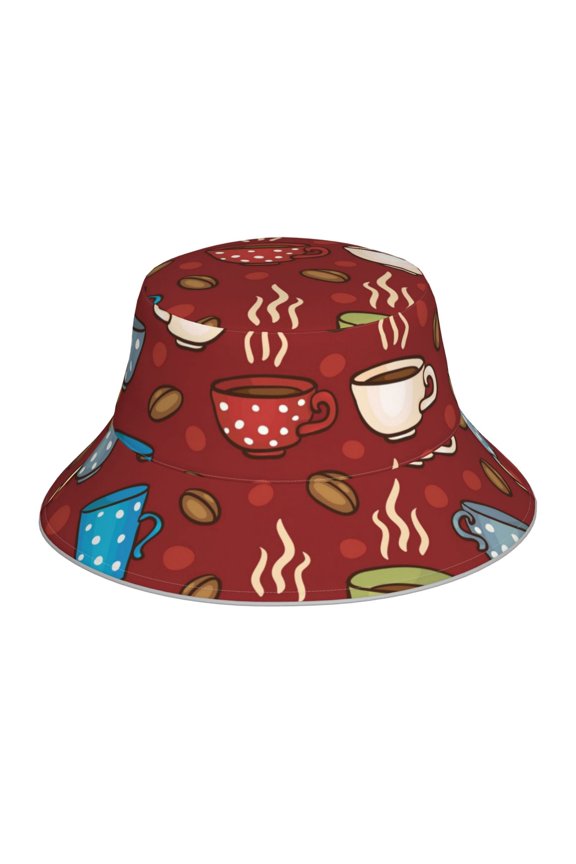Reflective Bucket Hat - Coffee Cups Print Bucket Hat for Men,Women