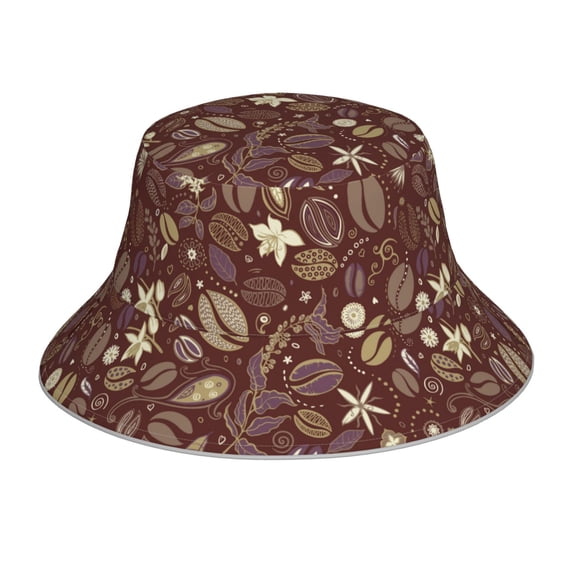 Kdxio Reflective Bucket Hat - Coffee and Flowers Print Bucket Hat for Men,Women