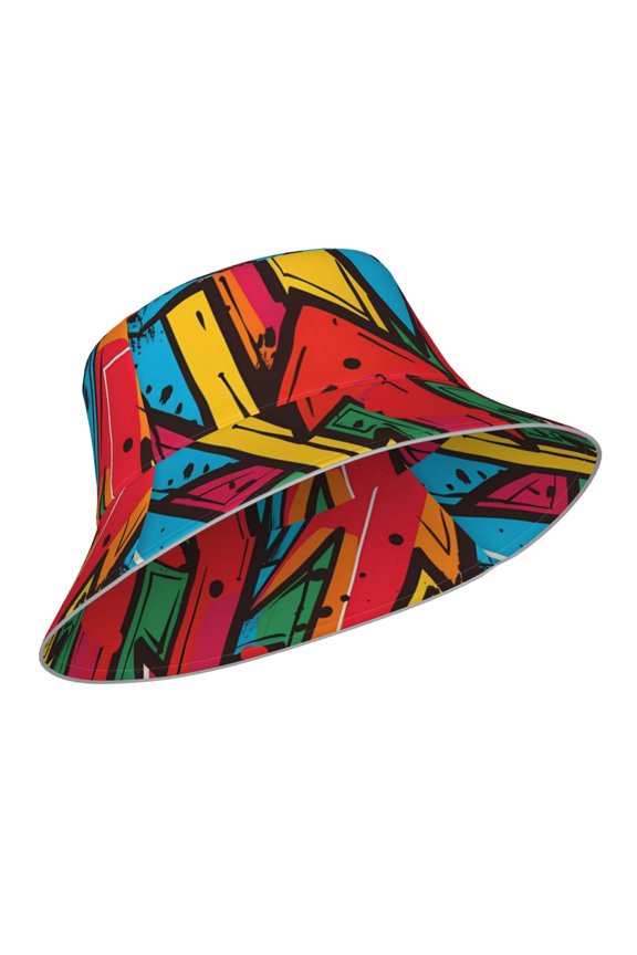 Reflective Bucket Hat - Colorful Arrow Graffiti Pattern Print Bucket Hat for Men,Women